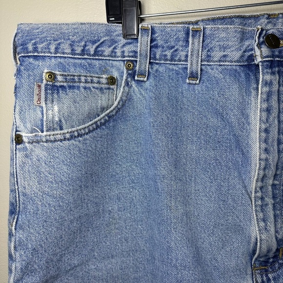 Carhartt Men's Relaxed Fit Straight Leg Flat Front Blue Denim Jeans 44X32 - Picture 3 of 11